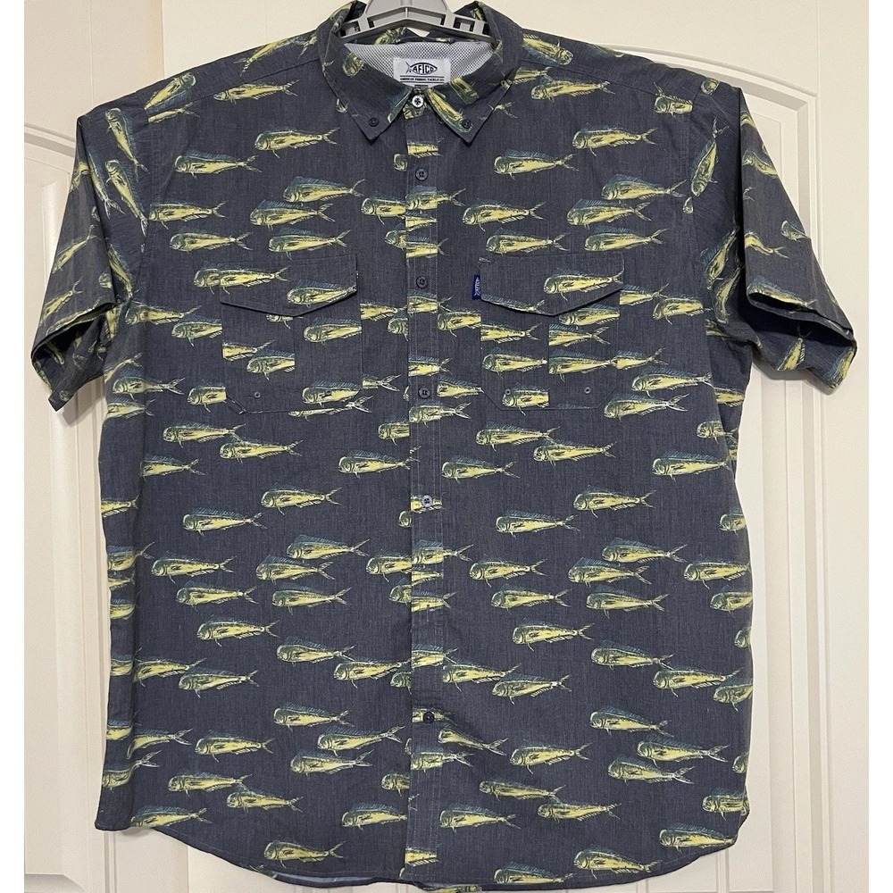 AFTCO Men's Boatbar Tech Retro Look‎ Fishing Shirt Size XXL Cape Vented Back